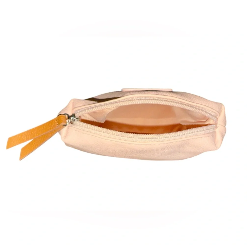 Fossil Pink Cosmetic Bag with Dome Shape and Zipper Closure